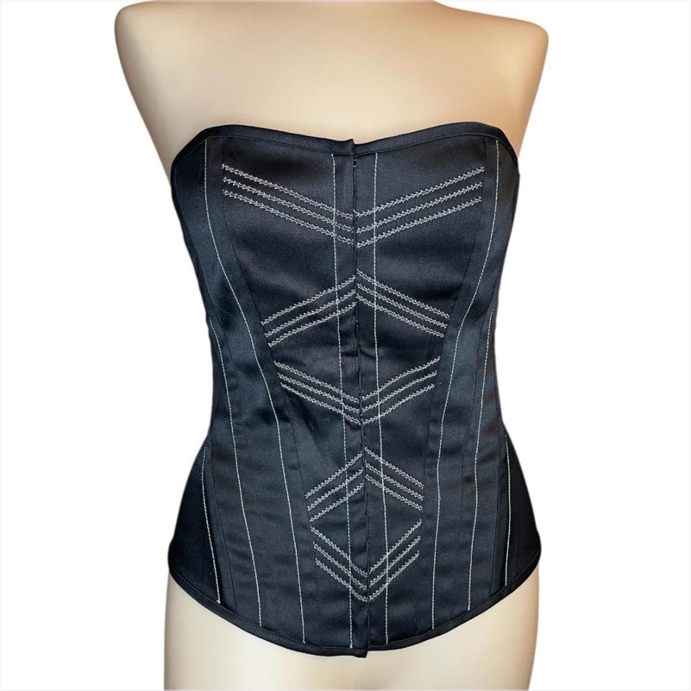 Charlotte Russe Black & White Strapless Corset Top